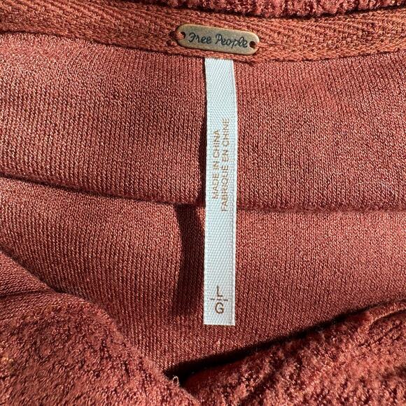 Free People Emma's Henley Tie Front Cozy Terry Cloth Long Sleeve Top Size Large - Picture 6 of 9